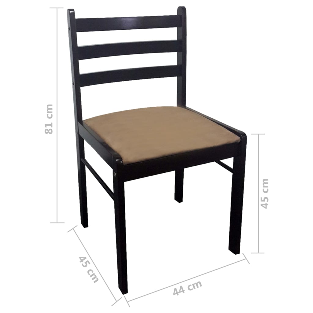 vidaXL Jídelní židle 2 ks hnědé masivní kaučukovníkové dřevo a samet