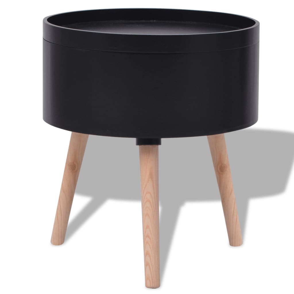 vidaXL Kulatý odkládací stolek se servírovacím tácem 39,5x44,5 cm černý