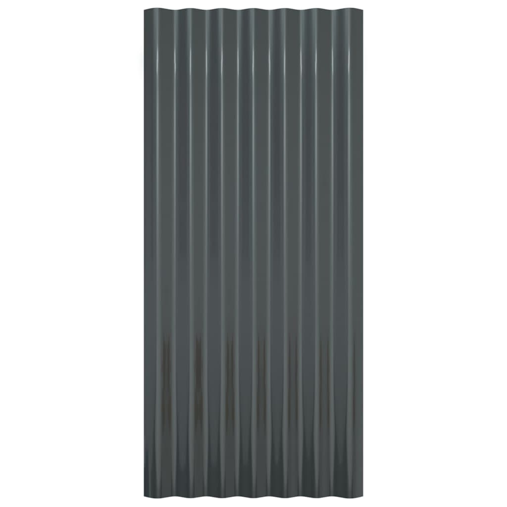 vidaXL Střešní panely 36 ks práškově lakovaná ocel antracit 80 x 36 cm