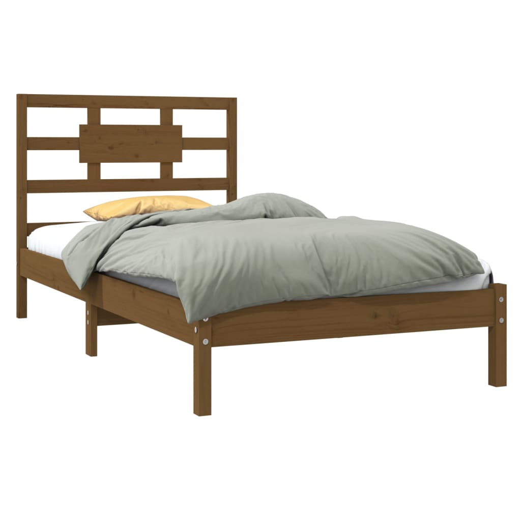 vidaXL Rám postele medově hnědý masivní dřevo 90 x 190 cm Single