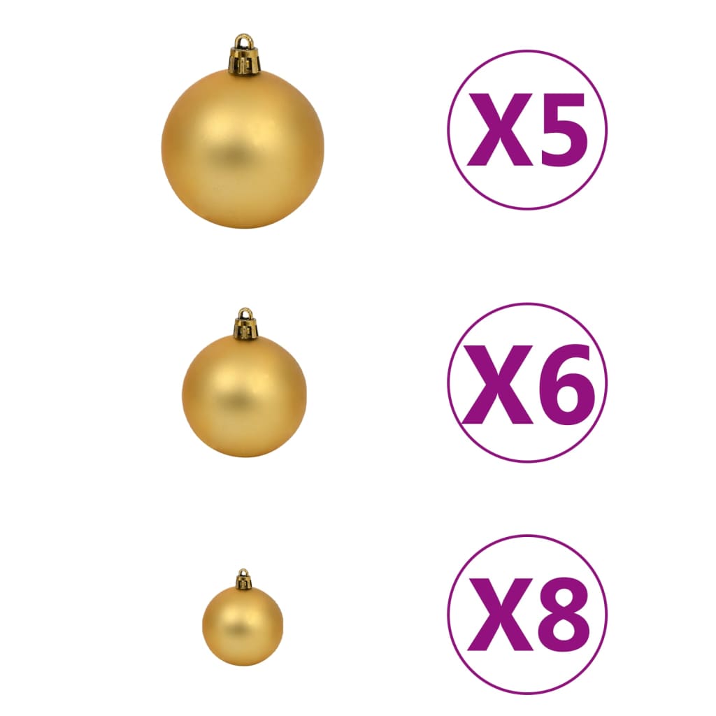 vidaXL Umělý vánoční stromek s LED sadou koulí a šiškami 180 cm