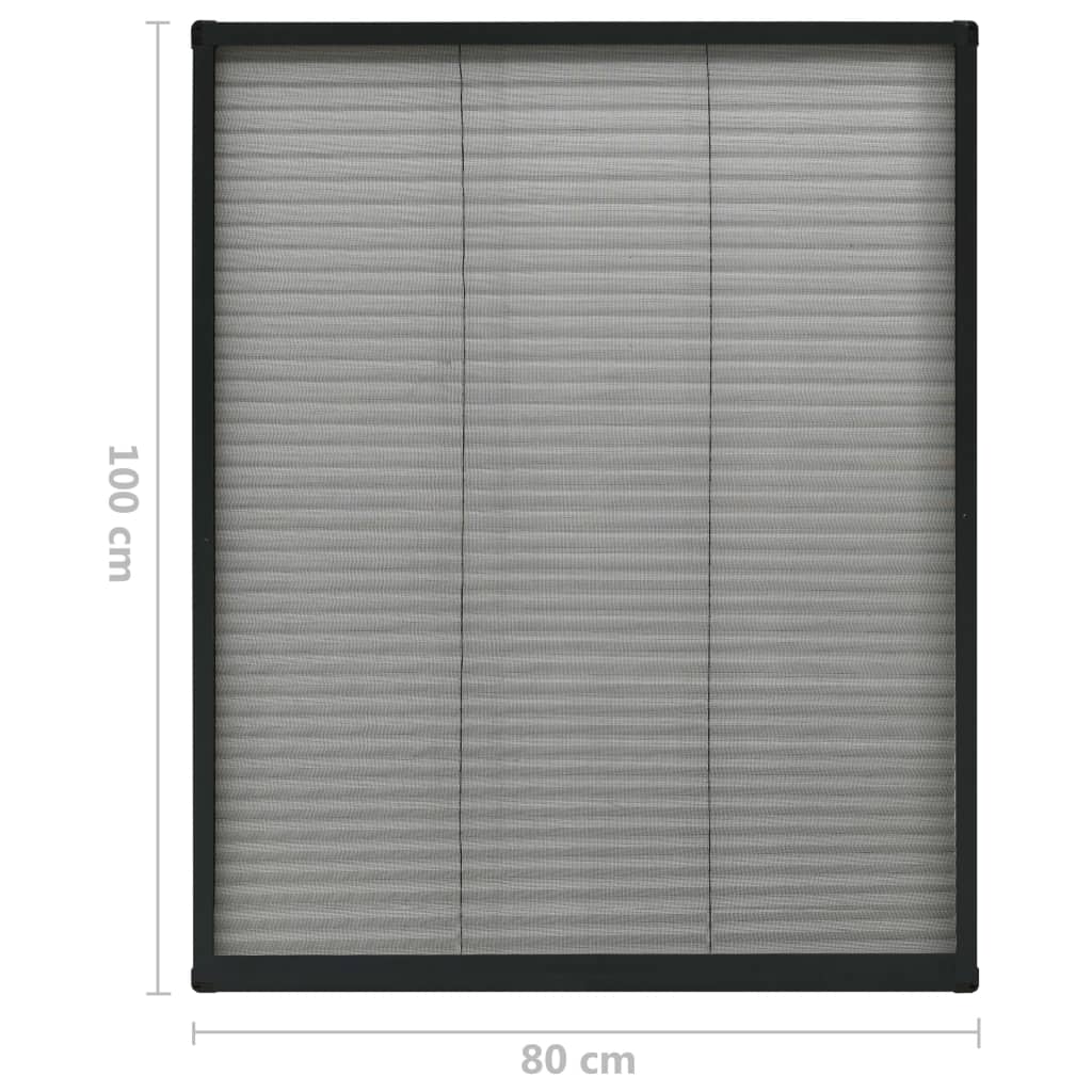 vidaXL Plisovaná okenní síť proti hmyzu hliník antracitová 80 x 100 cm