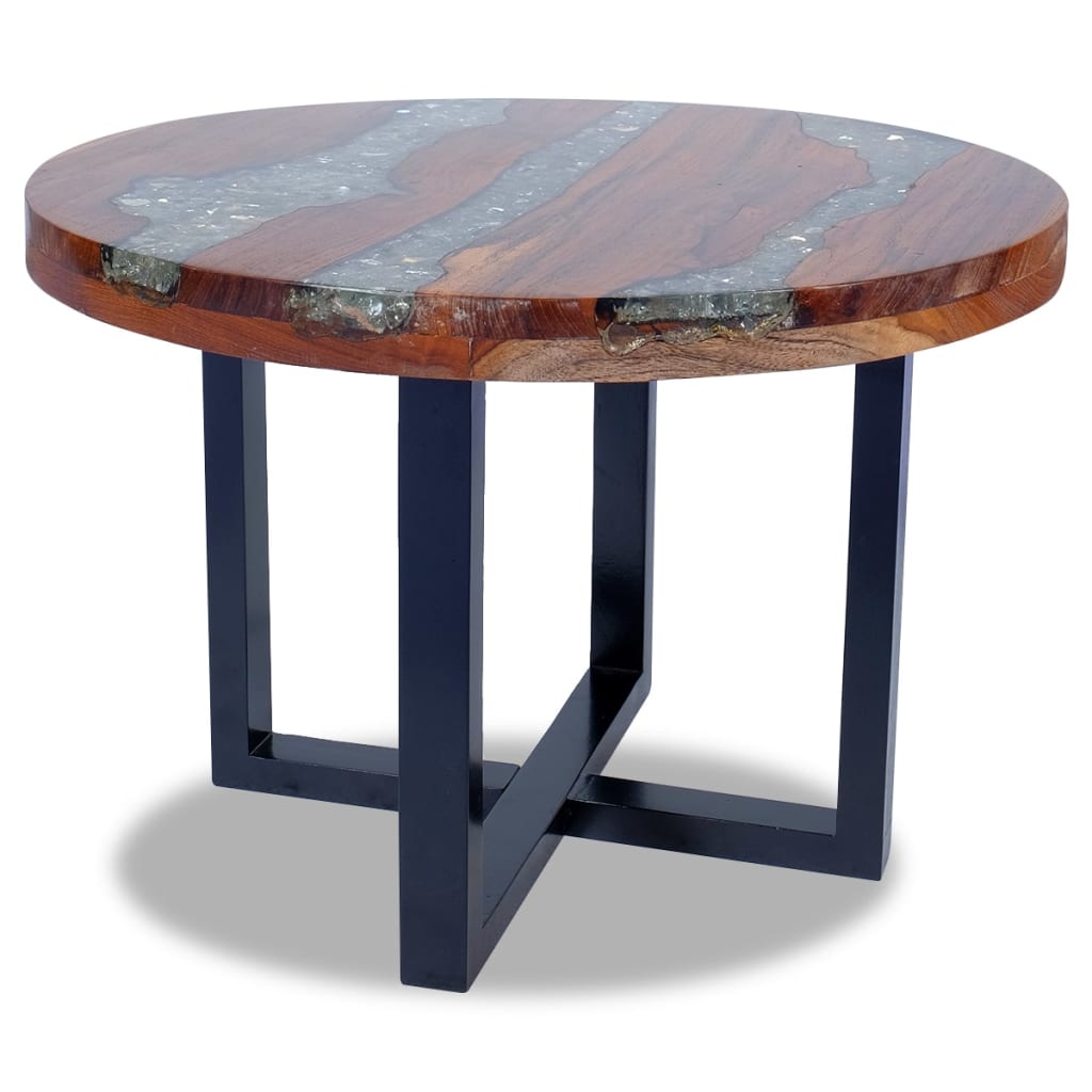 vidaXL Konferenční stolek, teak a pryskyřice 60 cm