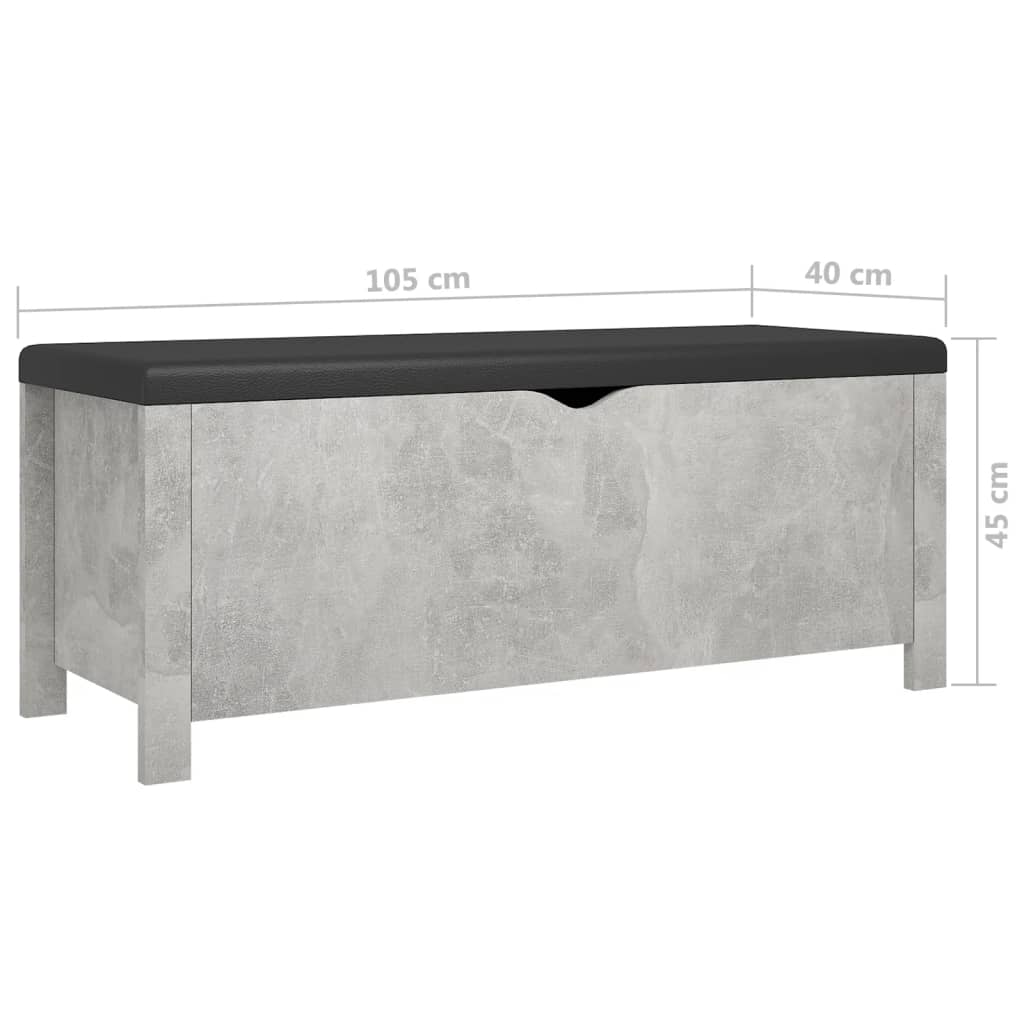 vidaXL Úložný box s poduškou betonově šedý 105x40x45 cm dřevotříska