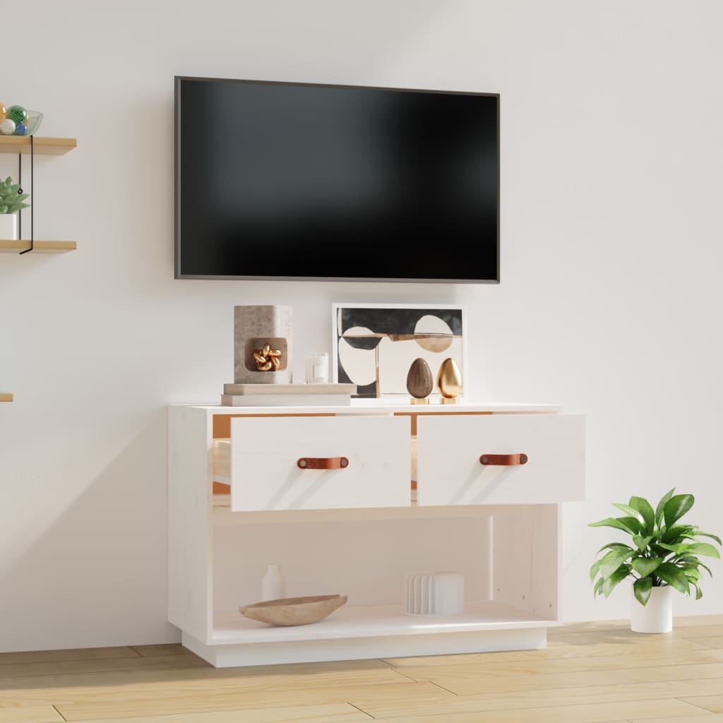 vidaXL TV skříňka bílá 90x40x60 cm masivní borové dřevo
