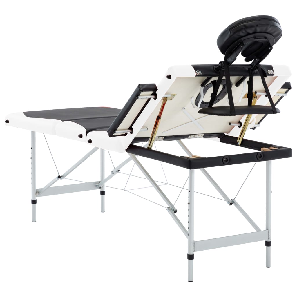 vidaXL Skládací masážní stůl se 4 zónami hliník černobílý