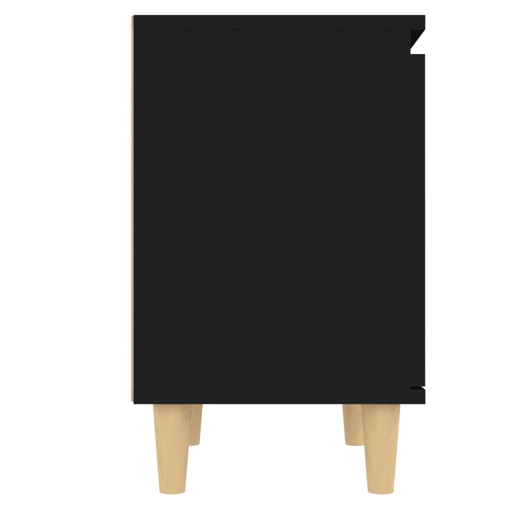 vidaXL Noční stolek s masivními dřevěnými nohami černý 40 x 30 x 50 cm