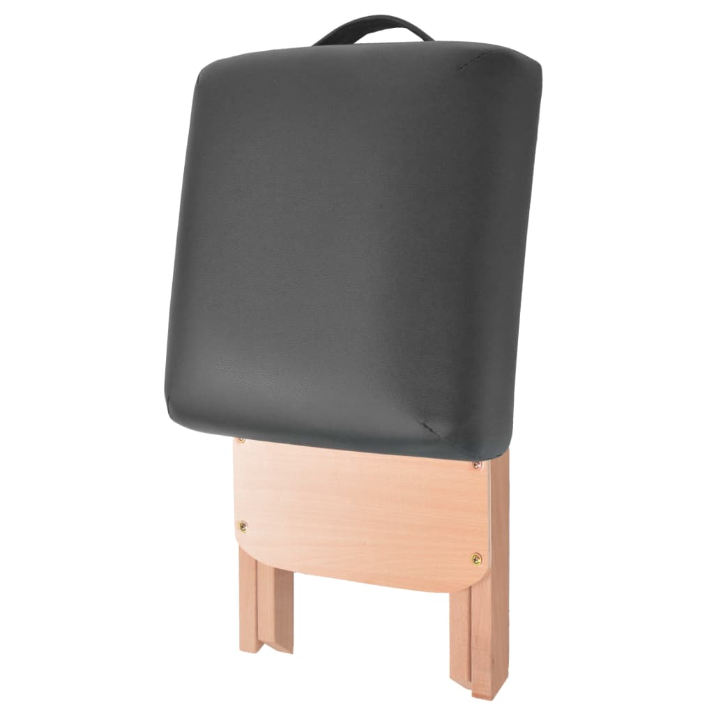 vidaXL Skládací masážní stolička s 12 cm silným sedákem černá