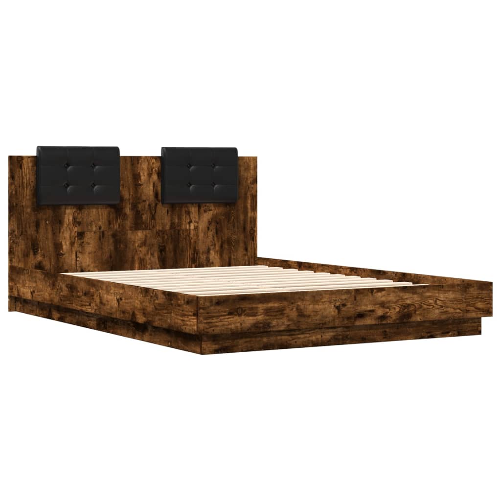 vidaXL Rám postele s čelem kouřový dub 120 x 200 cm kompozitní dřevo