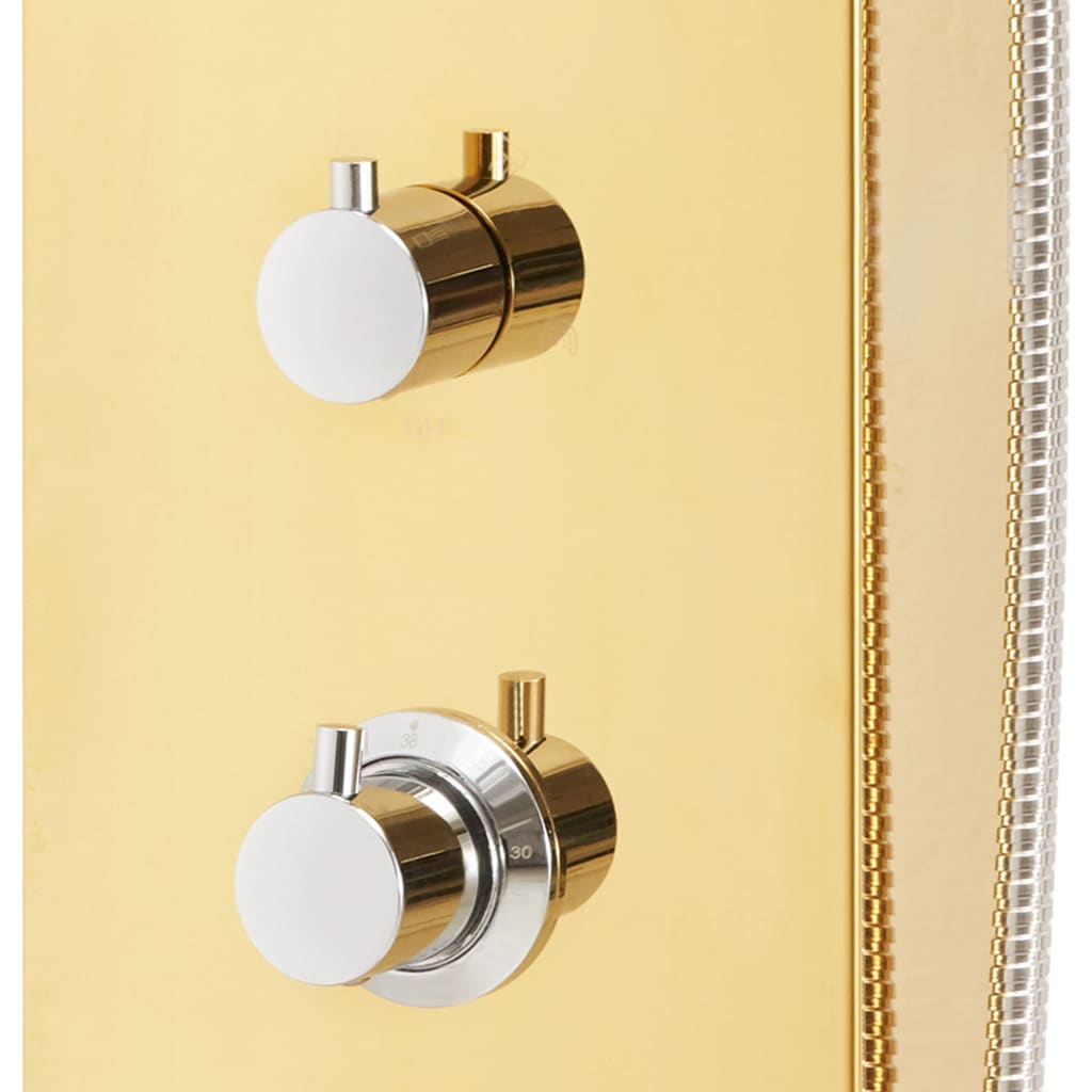 vidaXL Panelový sprchový systém nerezová ocel 201 zlatý zaoblený