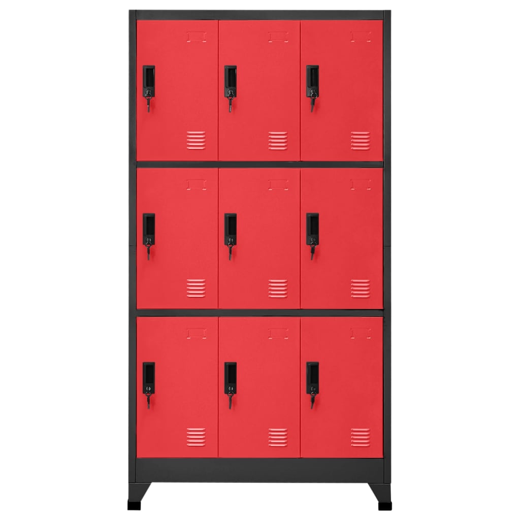 vidaXL Uzamykatelná skříň antracitová a červená 90 x 45 x 180 cm ocel