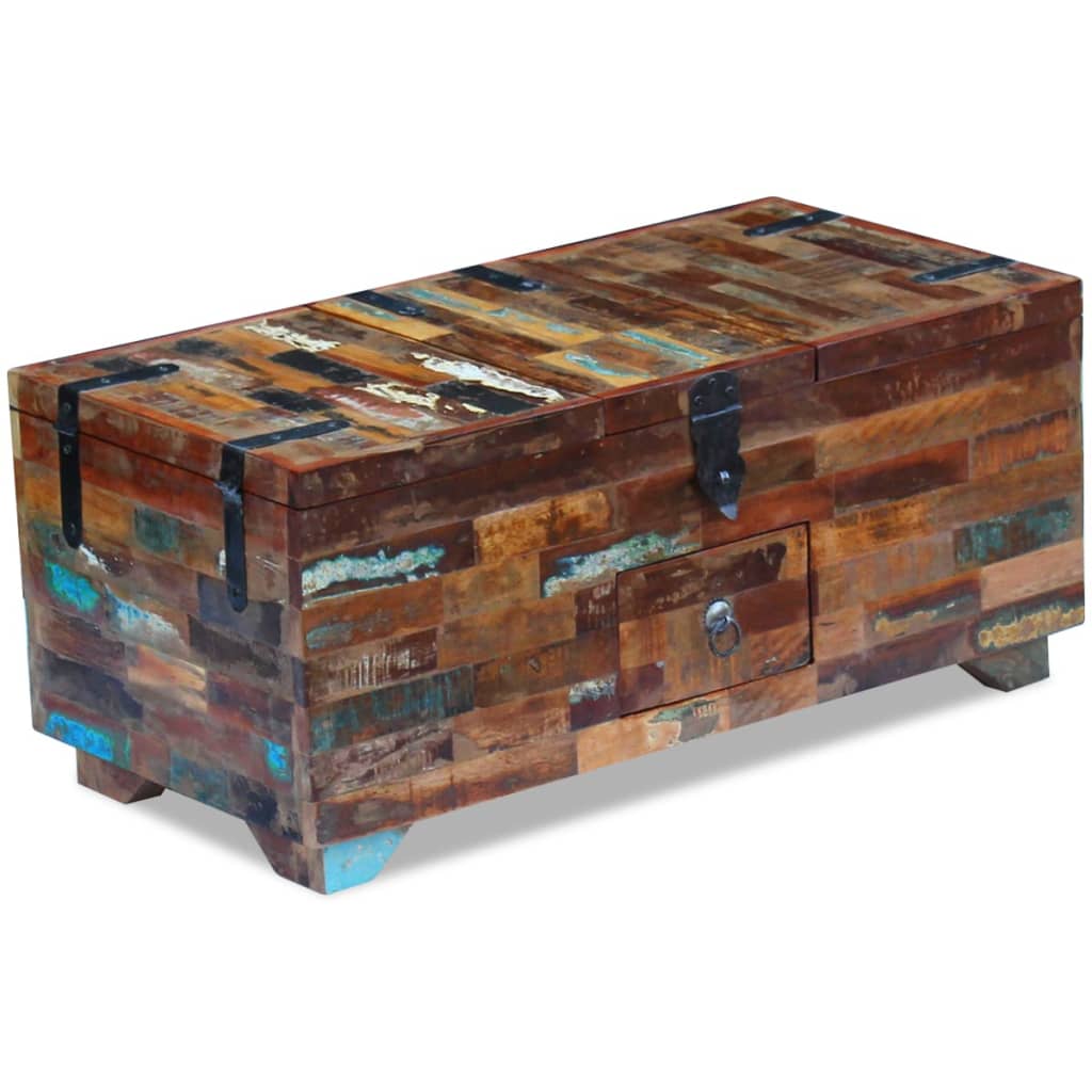 vidaXL Konferenční stolek truhla masivní recyklované dřevo 80x40x35 cm