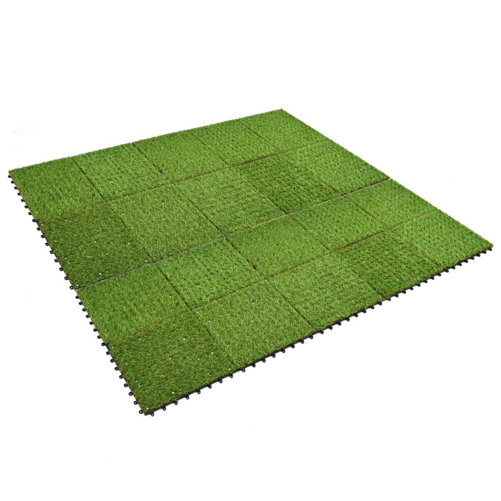 vidaXL Dlaždice s umělou trávou 20 ks 30 x 30 cm zelené