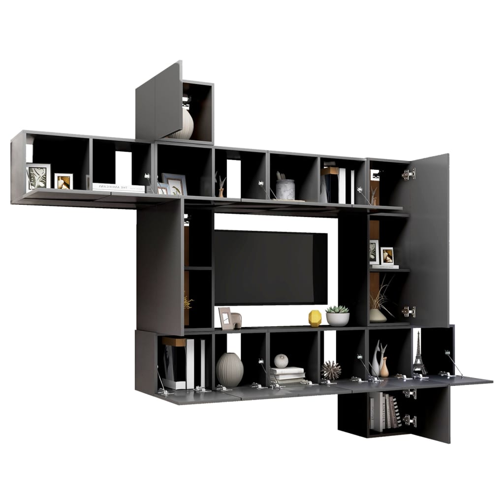 vidaXL 10dílný set TV skříněk šedý dřevotříska