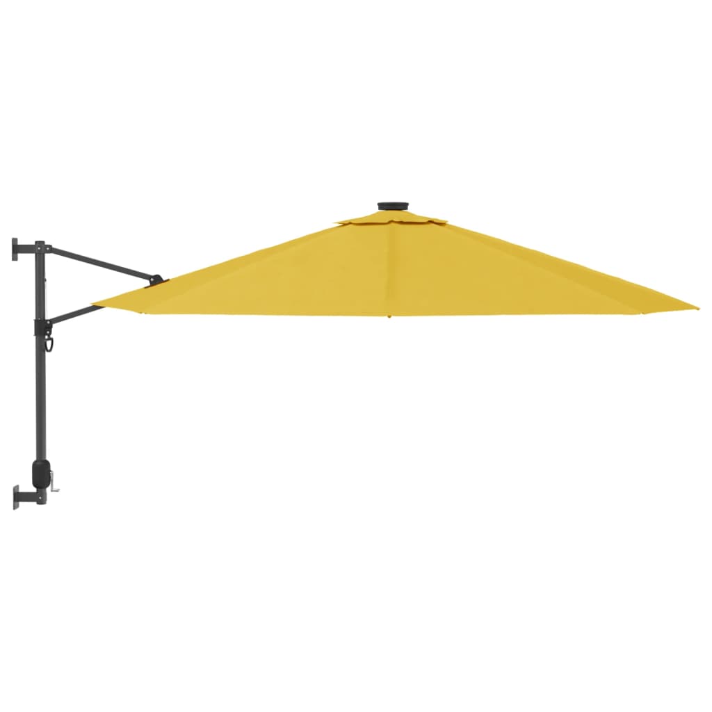 vidaXL Nástěnný slunečník s LED žlutý 290 cm