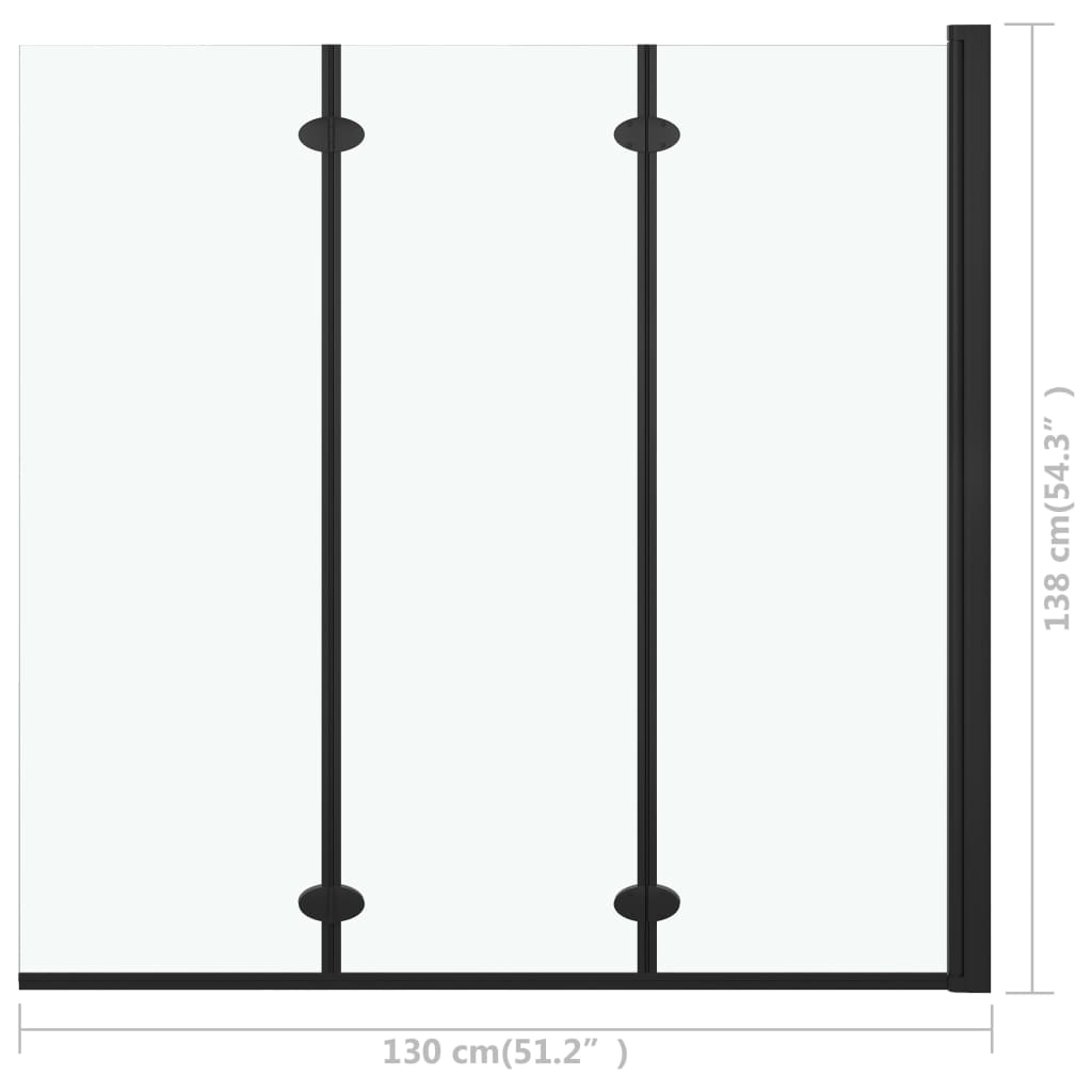 vidaXL Skládací sprchový kout se 3 panely ESG 130 x 138 cm černý