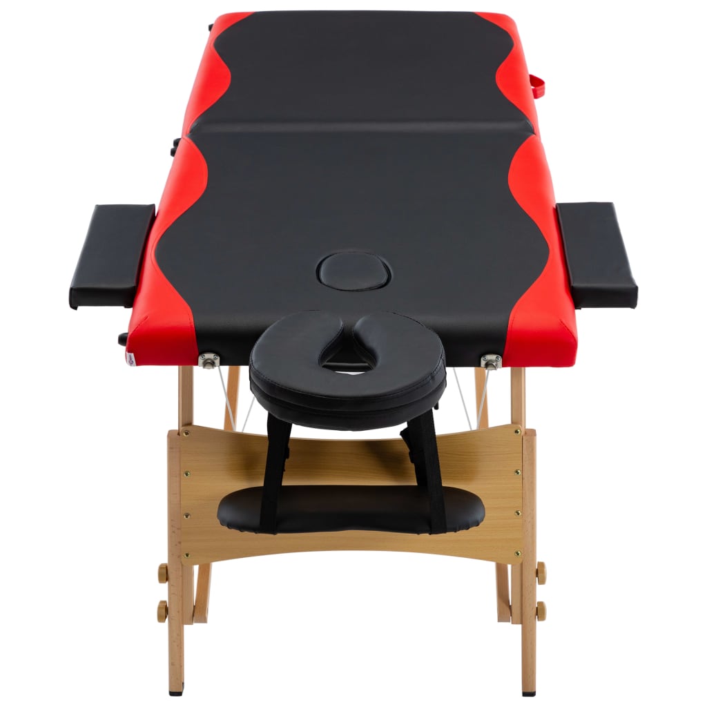 vidaXL Skládací masážní stůl 2 zóny dřevěný černý a červený