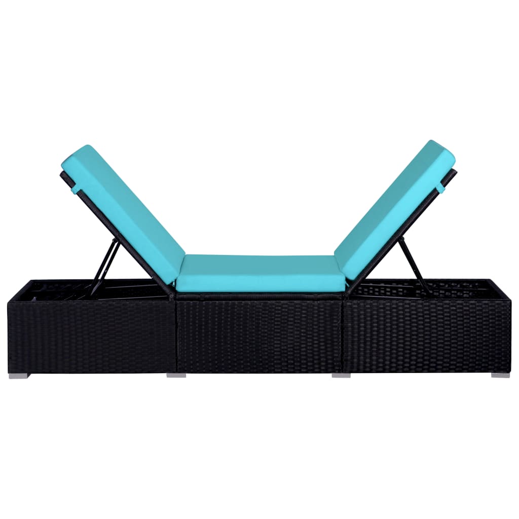 vidaXL 9dílná zahradní sedací souprava s poduškami modrá polyratan