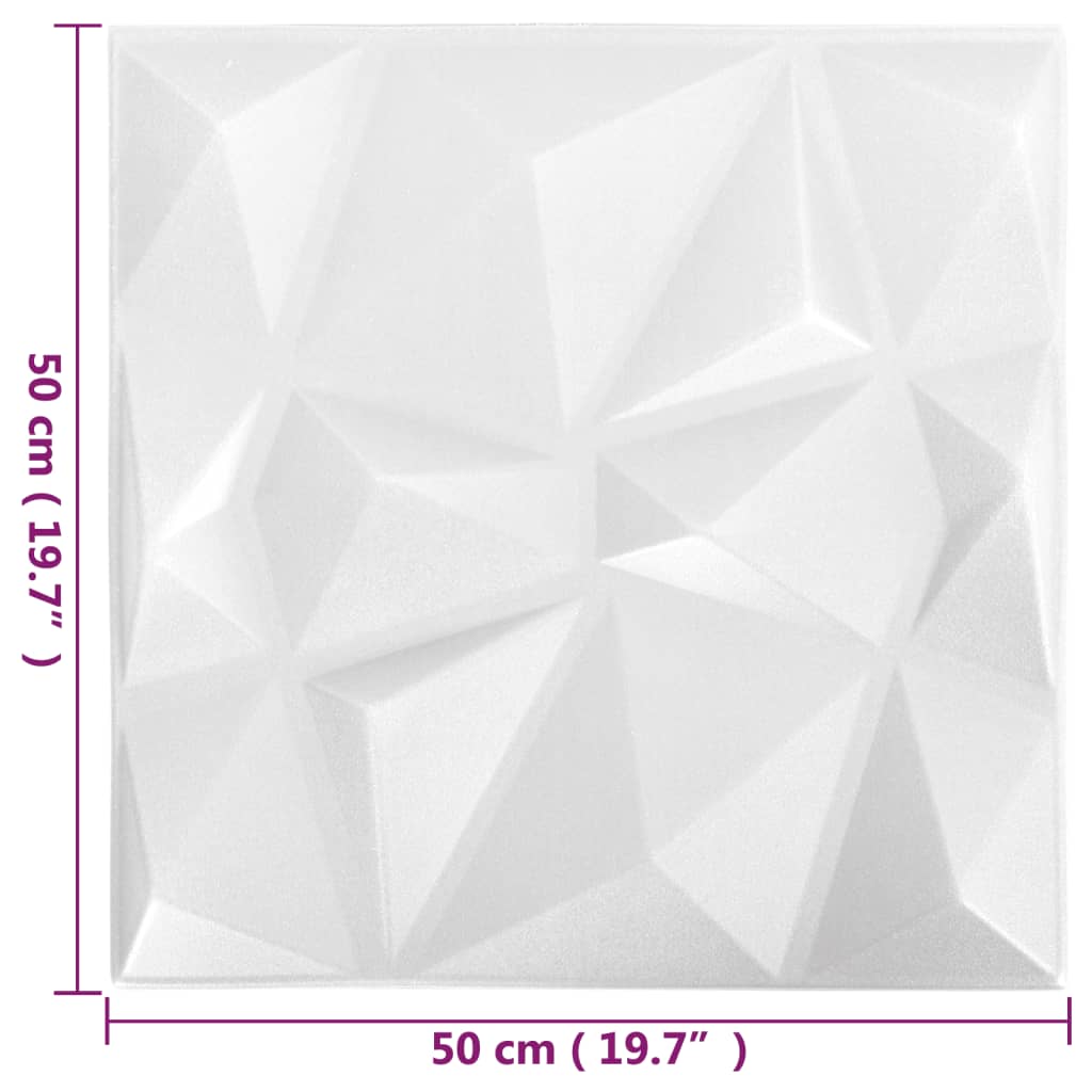 vidaXL 3D nástěnné panely 48 ks 50 x 50 cm diamant bílé 12 m²