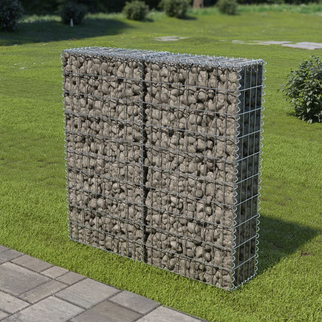 vidaXL Gabionová zeď s kryty z pozinkované oceli 100 x 20 x 100 cm