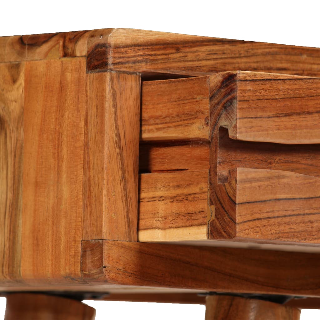 vidaXL Konzolový stolek z masivní akácie vyřezávaná dvířka 118x30x80cm
