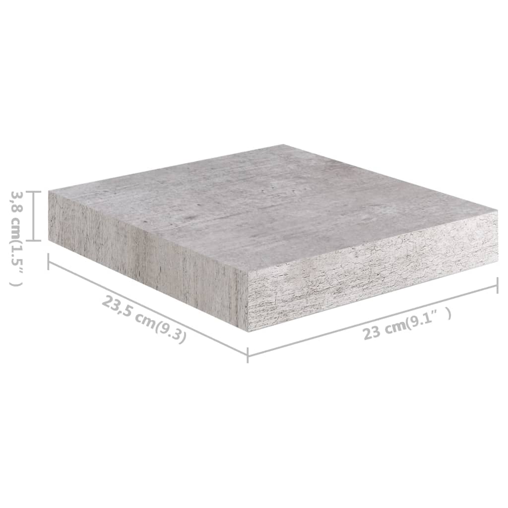 vidaXL Plovoucí nástěnné police 4 ks betonově šedé 23x23,5x3,8 cm MDF