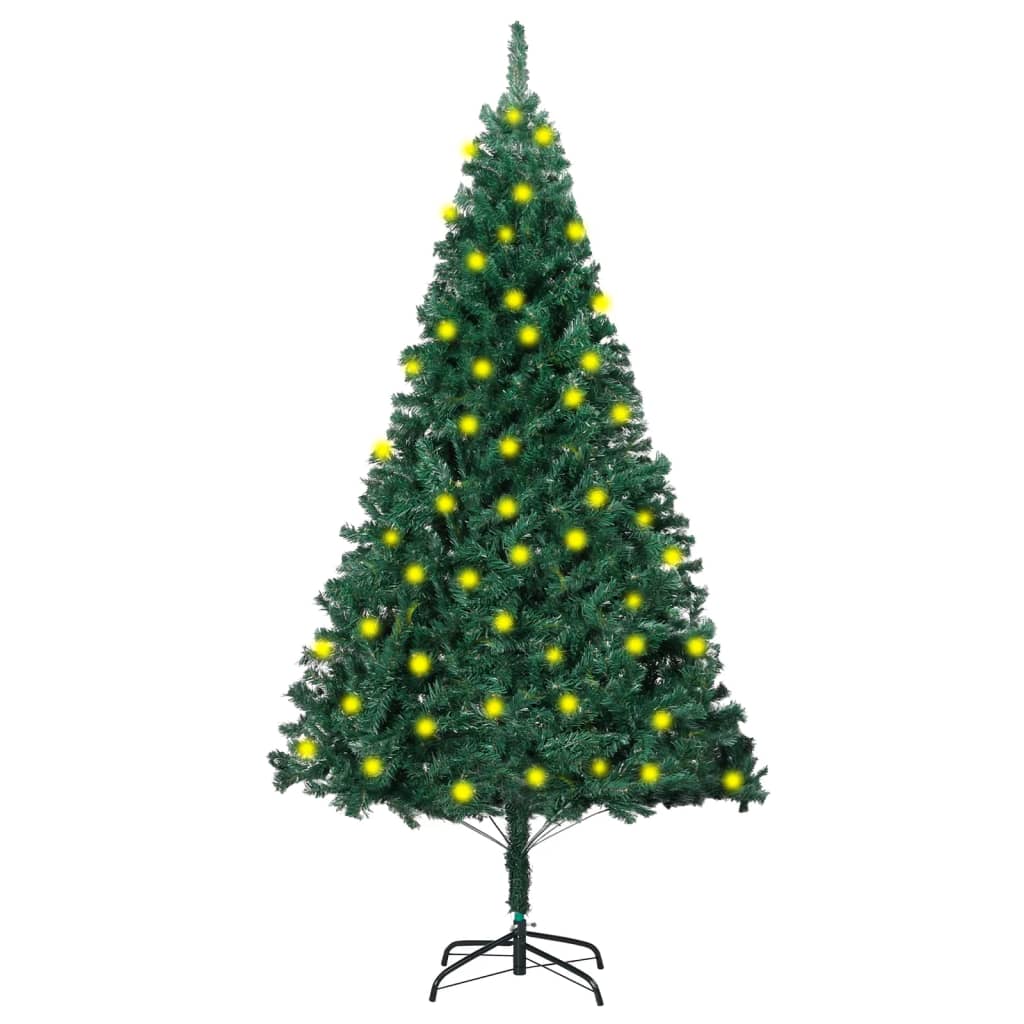 vidaXL Umělý vánoční stromek s LED a hustými větvemi zelený 180 cm