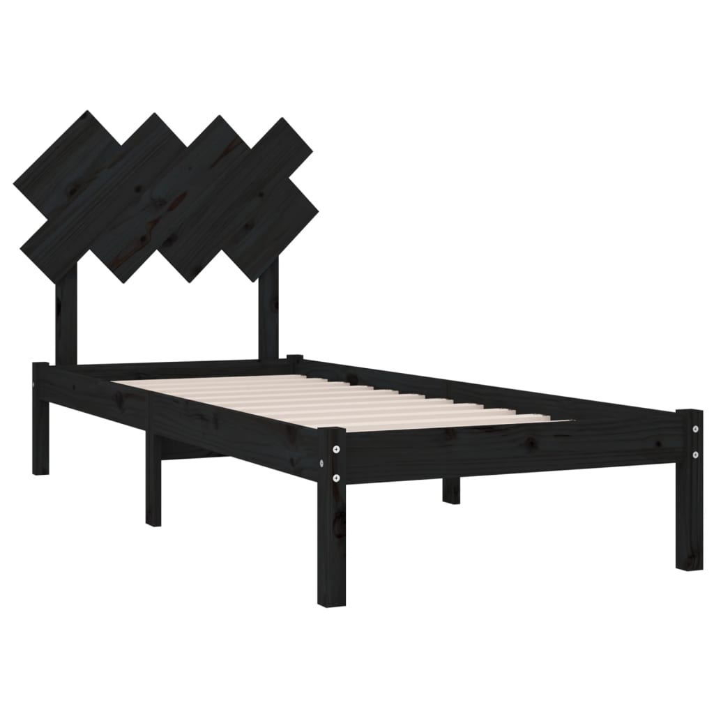 vidaXL Rám postele černý 90 x 200 cm masivní dřevo