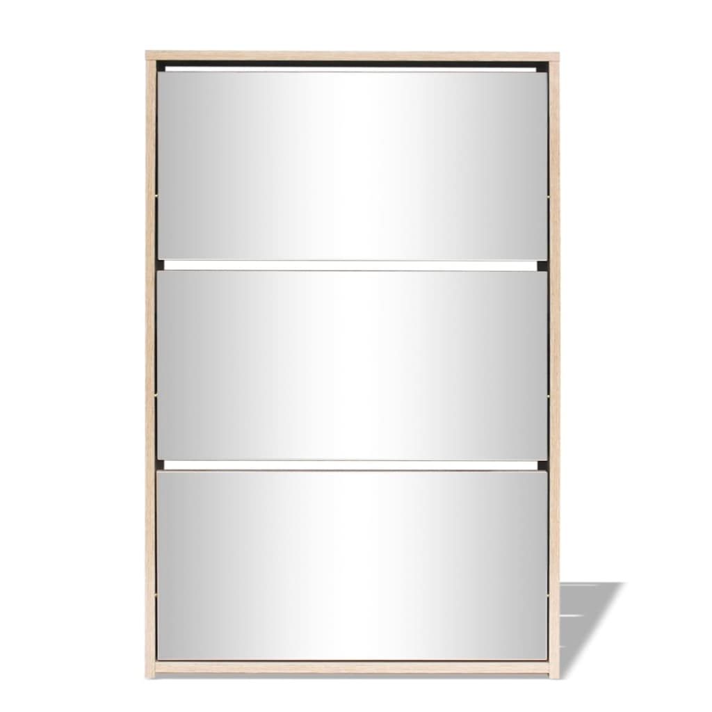 vidaXL Botník třípatrový zrcadlový dub 63 x 17 x 102,5 cm