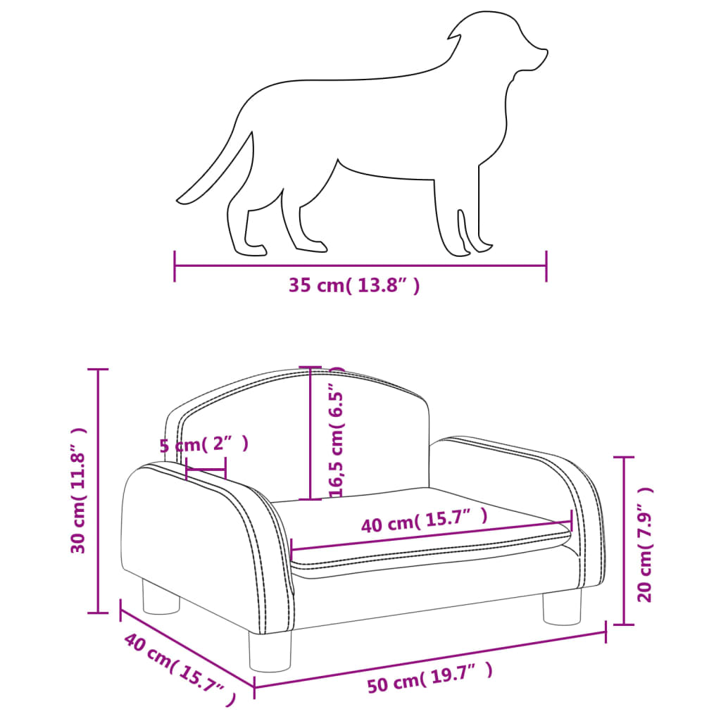vidaXL Pelíšek pro psy šedý 50 x 40 x 30 cm umělá kůže