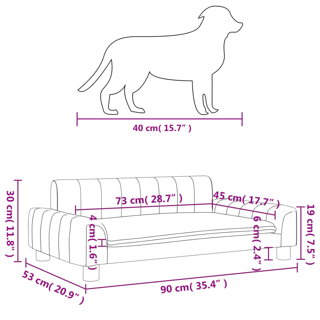 vidaXL Pelíšek pro psy šedý 90 x 53 x 30 cm umělá kůže