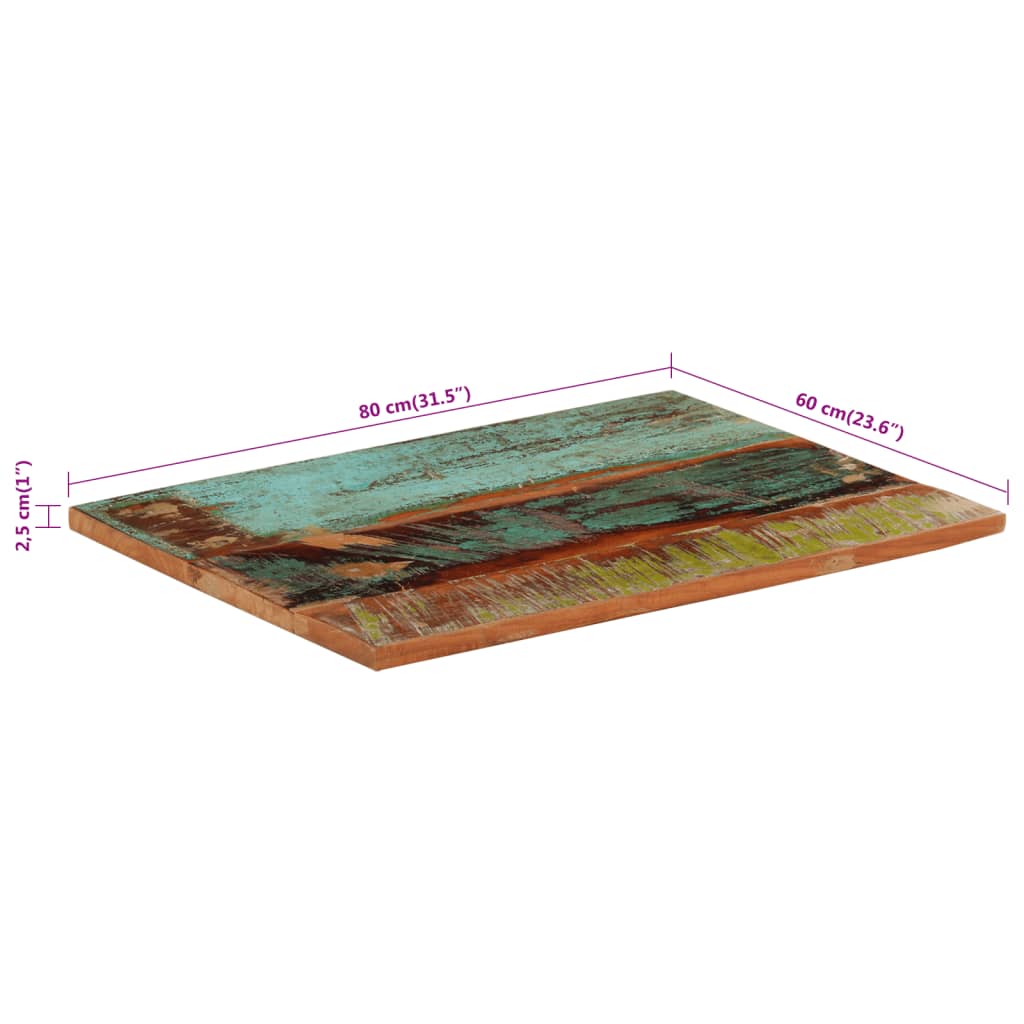 vidaXL Obdélníková stolní deska 60 × 80 cm 25–27 mm recyklované dřevo