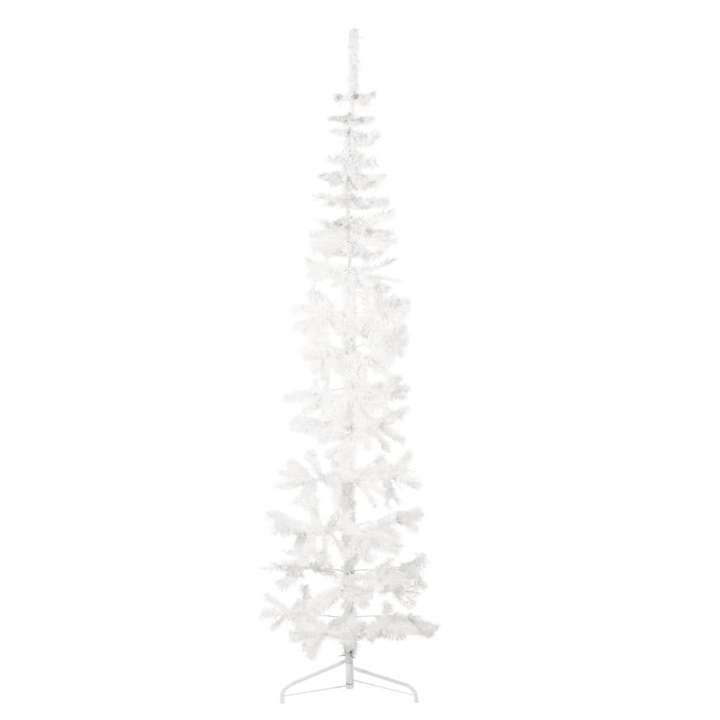 vidaXL Úzký umělý poloviční vánoční stromek se stojanem bílý 240 cm