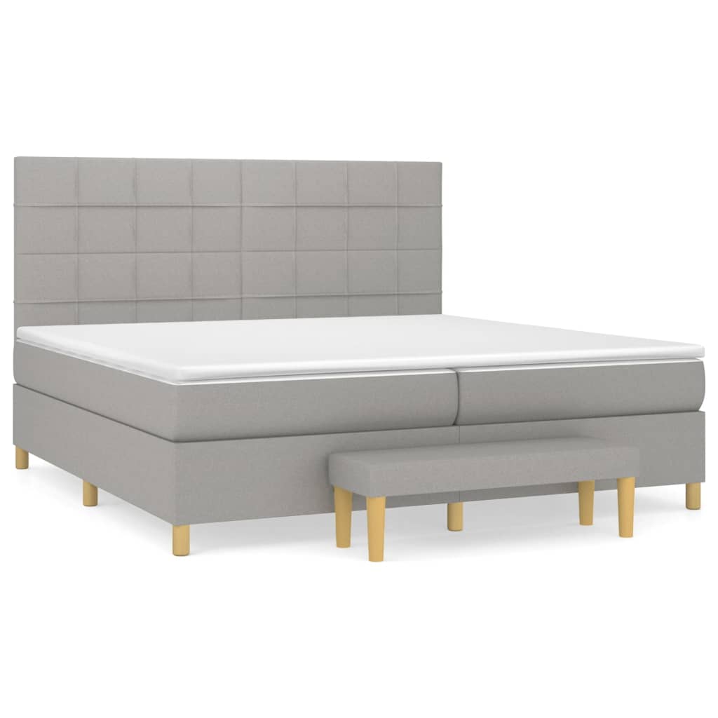 vidaXL Box spring postel s matrací světle šedá 200 x 200 cm textil