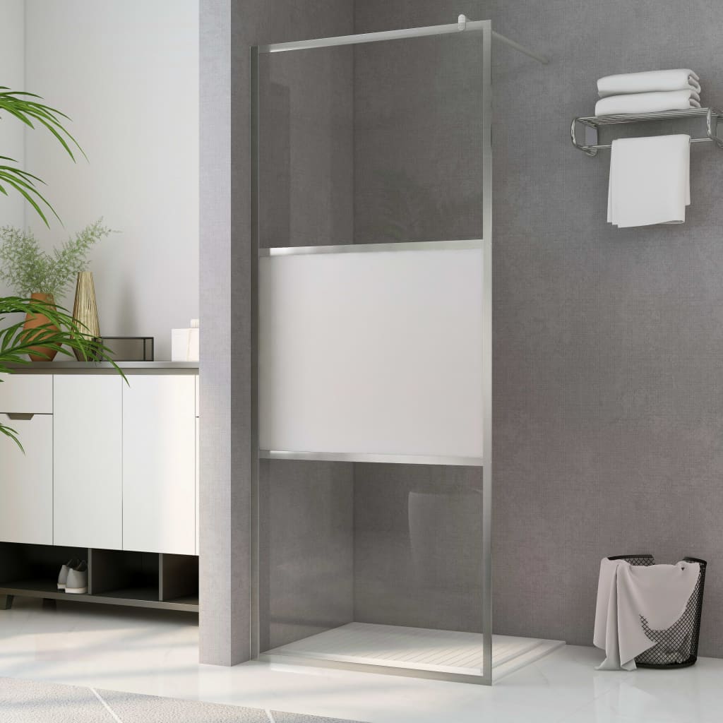 vidaXL Zástěna do průchozí sprchy napůl mléčné ESG sklo 80 x 195 cm