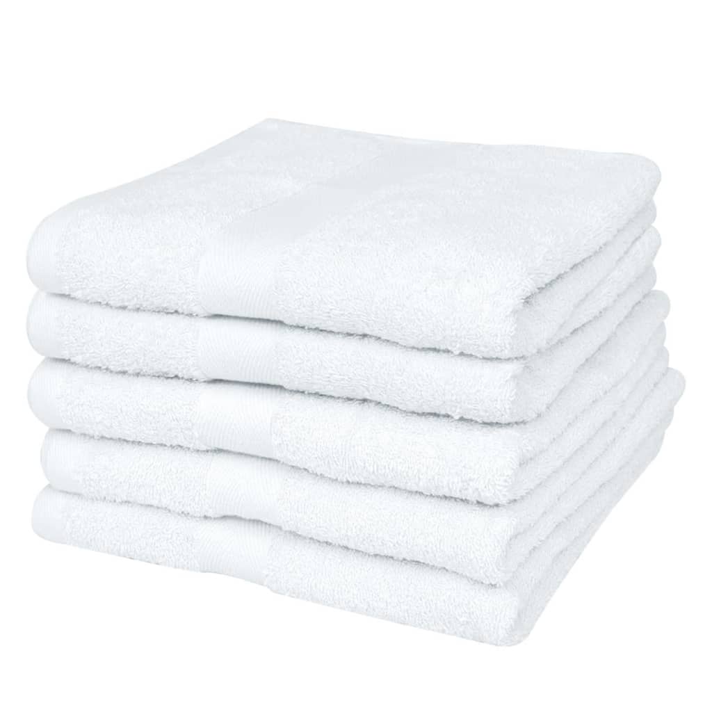 vidaXL Sada ručníků na ruce 5 ks bavlna 500 g/m² 50 x 100 cm bílá