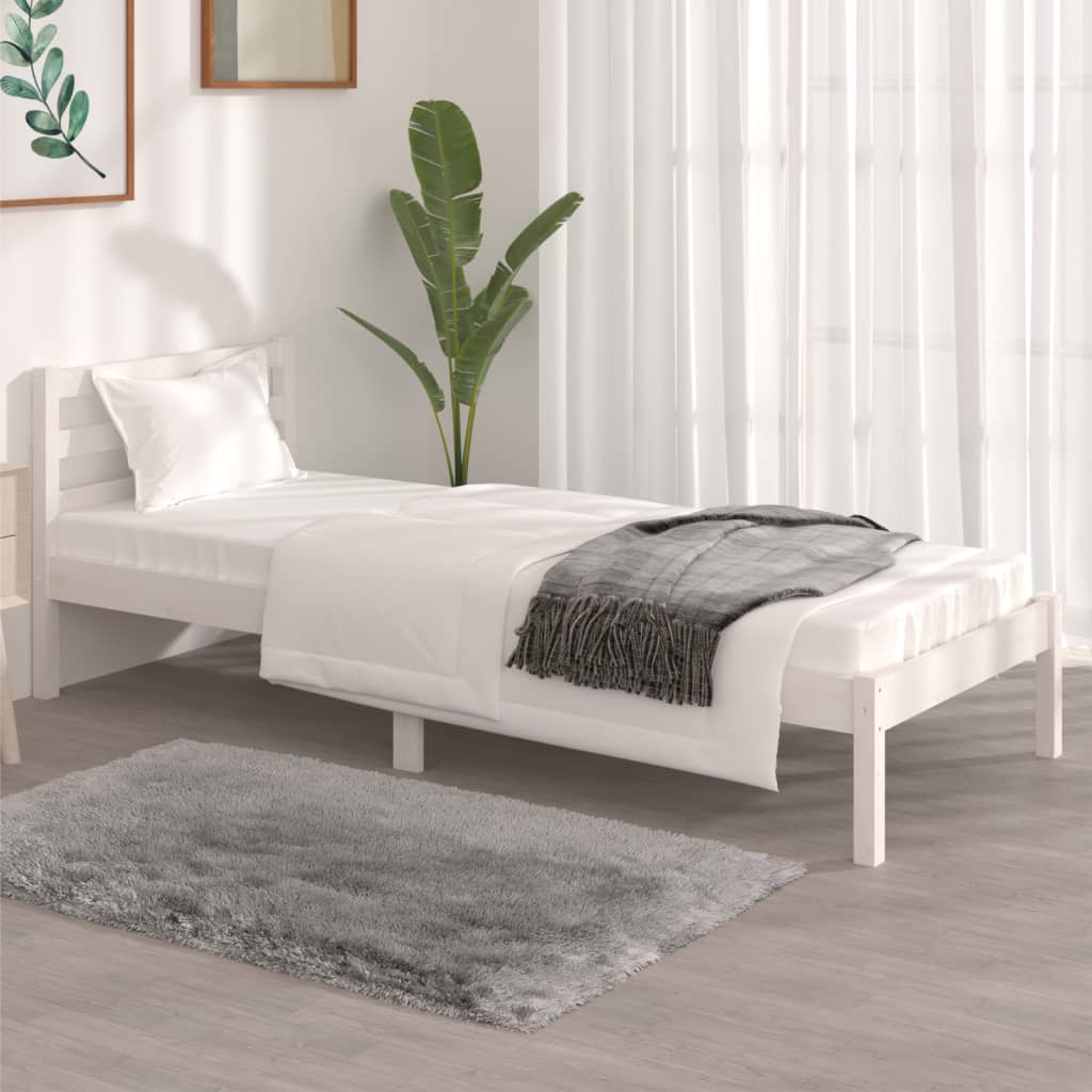 vidaXL Rám postele masivní borovice 75 x 190 cm bílý Small Single