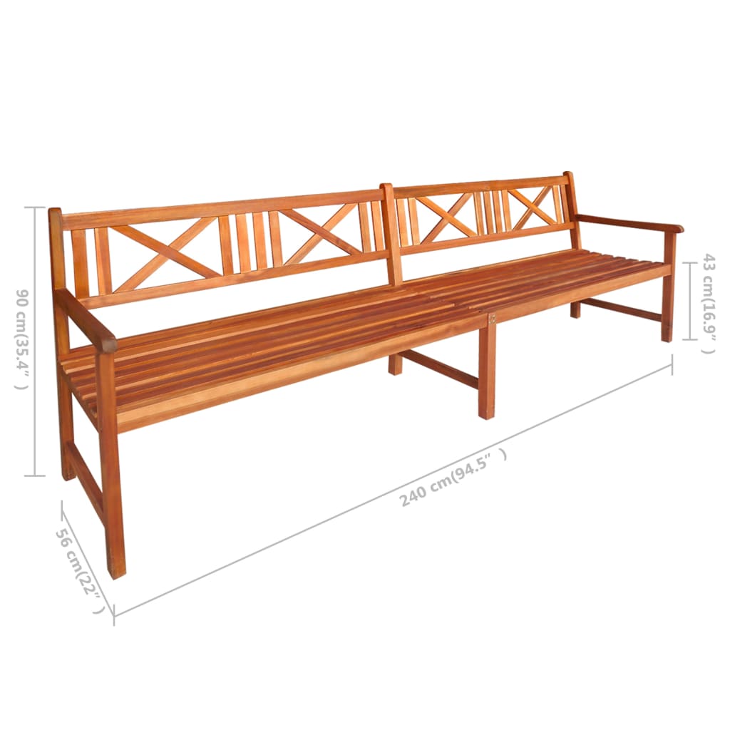 vidaXL Zahradní lavice s poduškami 240 cm masivní akáciové dřevo