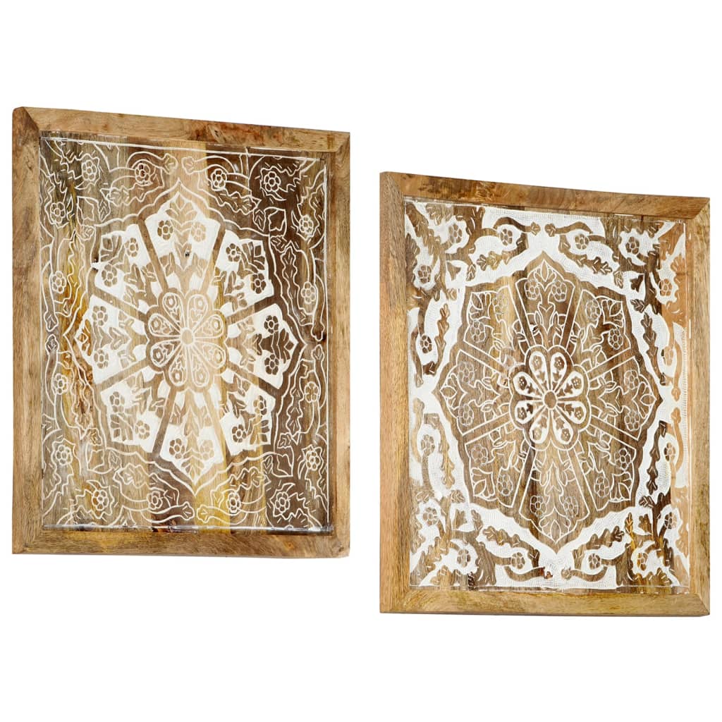 vidaXL Ručně vyřezávané nástěnné panely 2 ks mangovník 60x60x2,5 cm