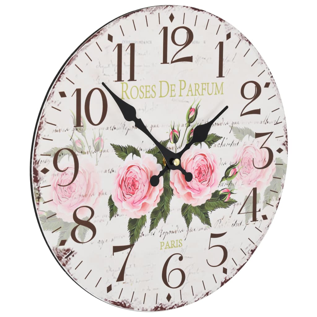 vidaXL Vintage nástěnné hodiny 30 cm květina