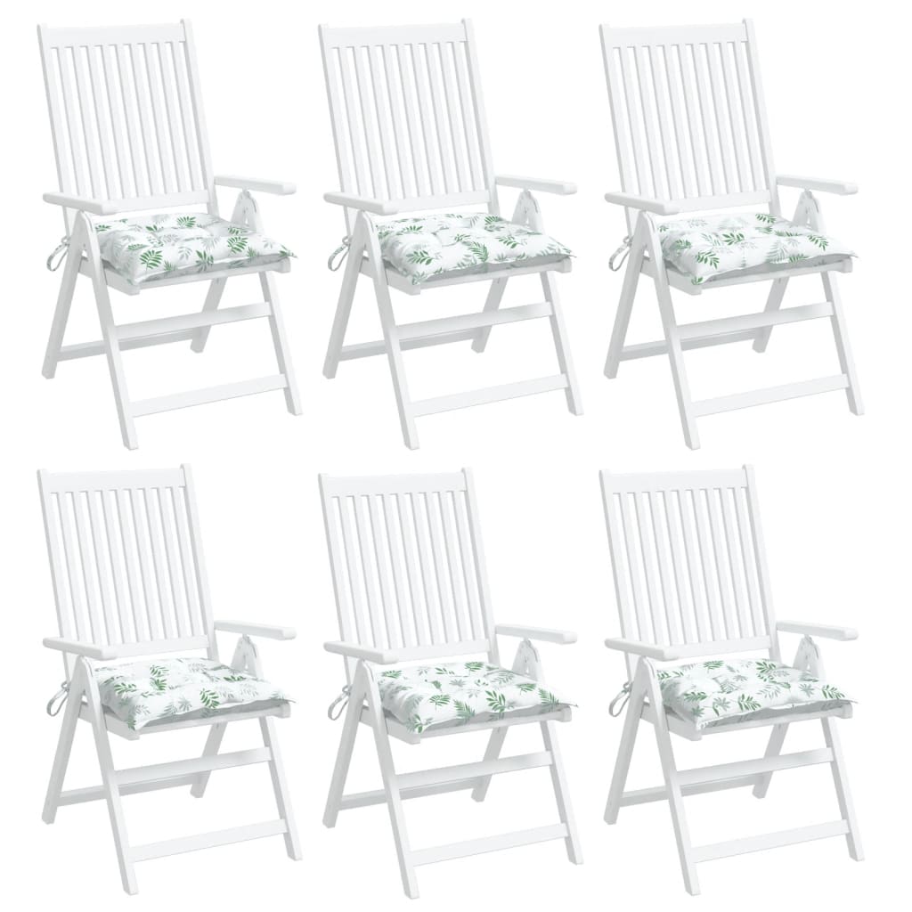 vidaXL Podušky na židli 6 ks vzor listů 40 x 40 x 7 cm textil