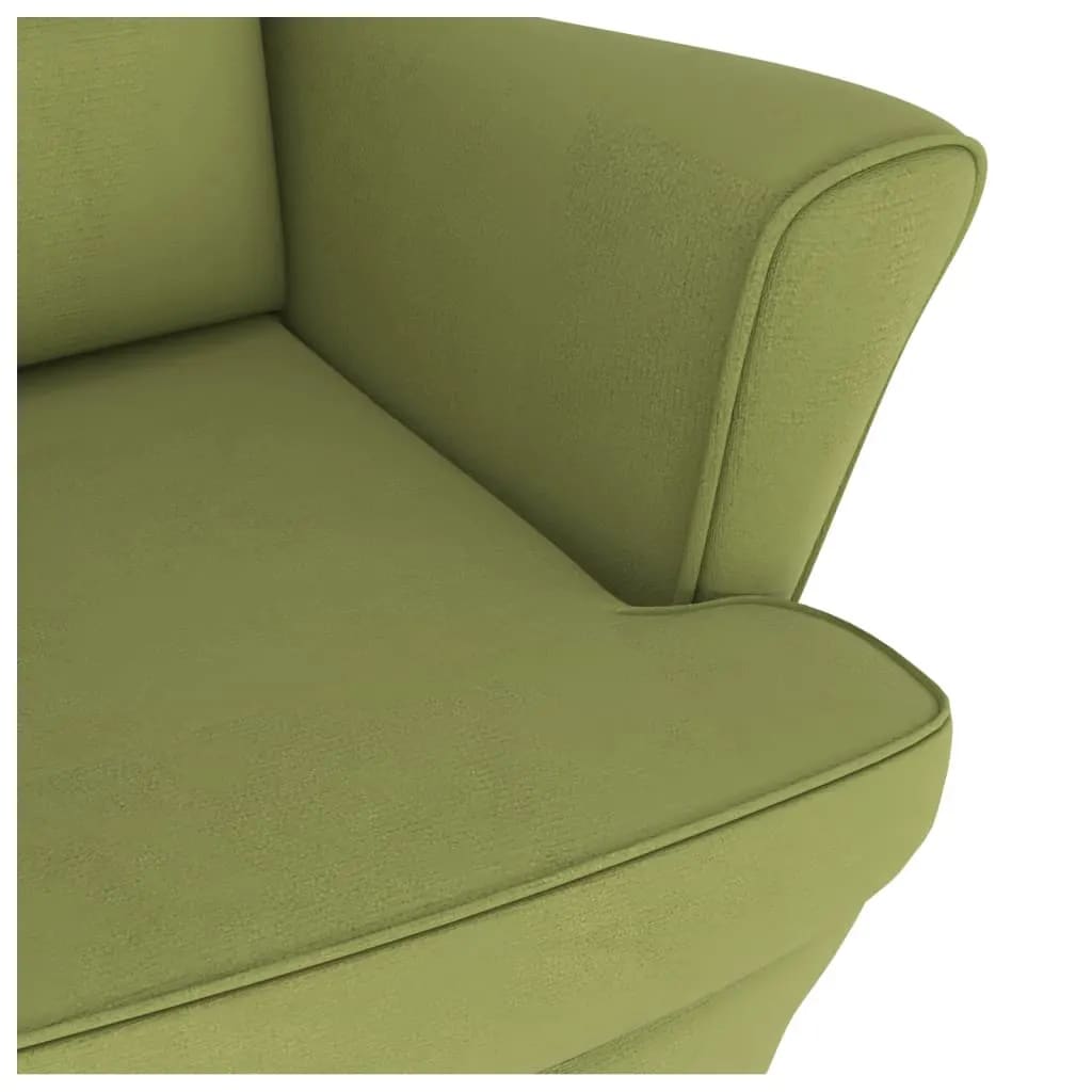 vidaXL Houpací křeslo s dřevěnými nohami stolička světle zelené samet