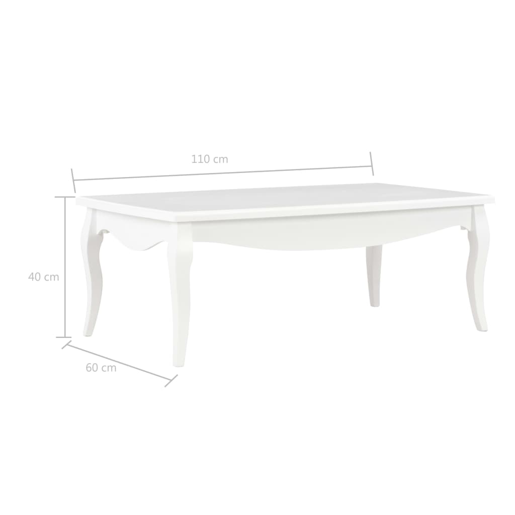 vidaXL Konferenční stolek bílý 110 x 60 x 40 cm masivní borové dřevo