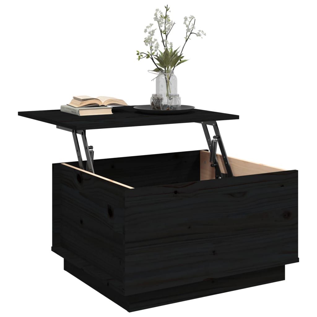 vidaXL Konferenční stolek černý 60x50x35 cm masivní borové dřevo