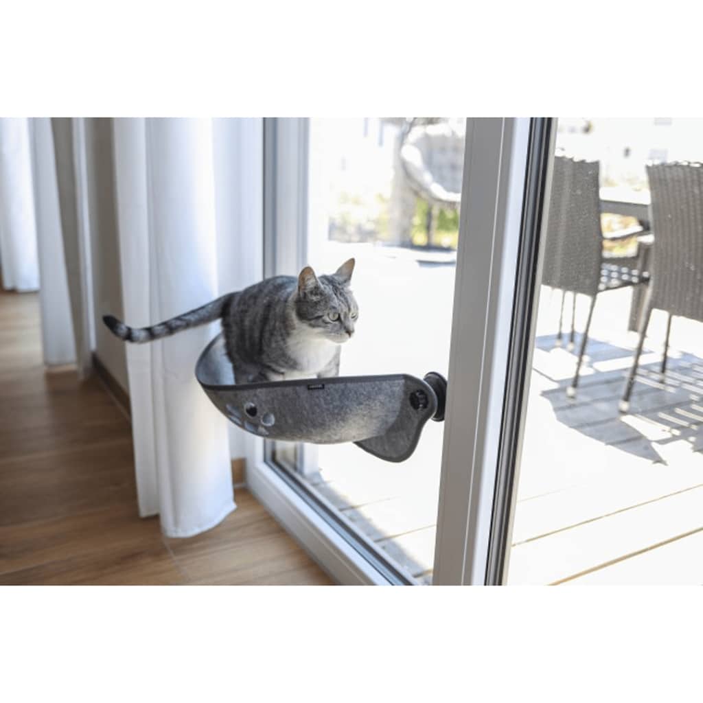Kerbl Pelíšek pro kočky s přísavkami na okno Filzino 70x26x26 cm šedý