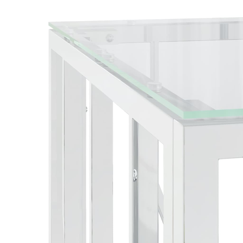 vidaXL Konferenční stolek stříbrný 50x50x50 cm nerezová ocel a sklo