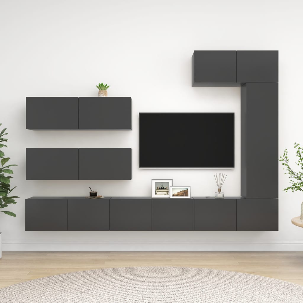 vidaXL 7dílný set TV skříněk šedý dřevotříska