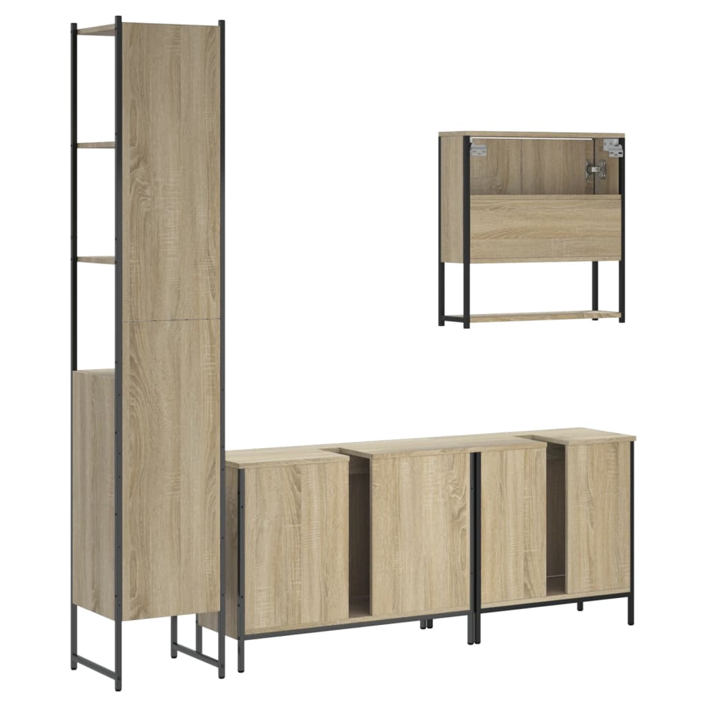vidaXL 4dílný set koupelnového nábytku dub sonoma kompozitní dřevo