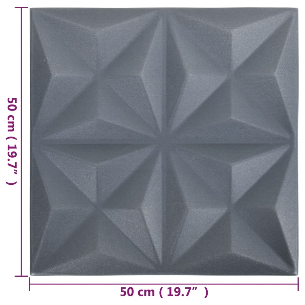 vidaXL 3D nástěnné panely 48 ks 50 x 50 cm origami šedé 12 m²