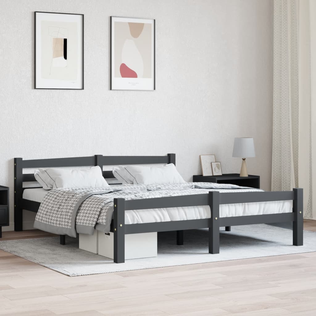 vidaXL Rám postele tmavě šedý masivní borové dřevo 160 x 200 cm
